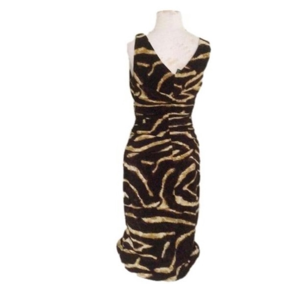 😍LRL Ralph Lauren Brown Tan Animal Print Dress 4 - Picture 3 of 4